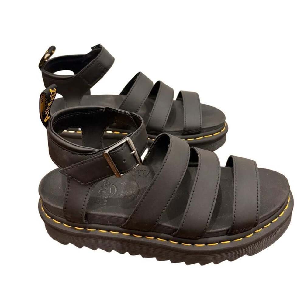 Dr. Martens Blaire Hydro Leather Platform Sandals Black Size 9 Grunge Goth